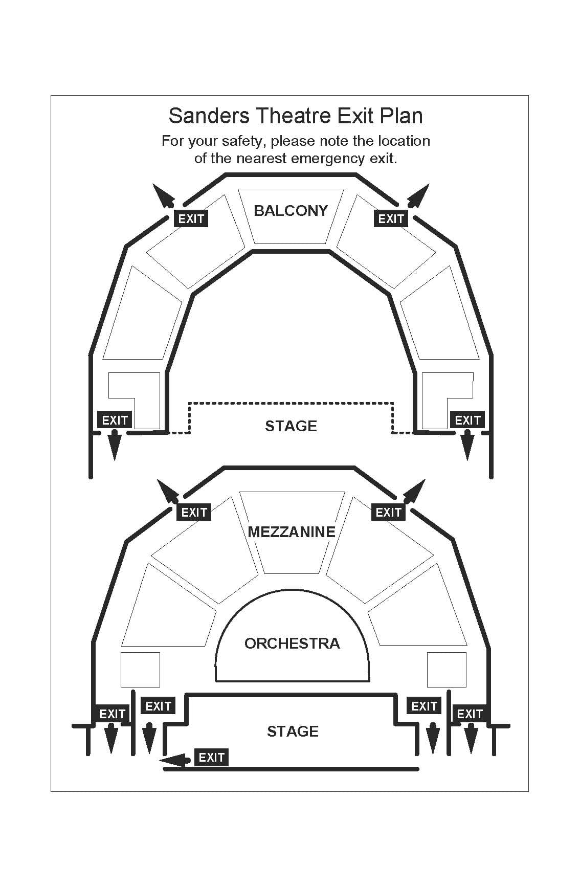Sanders Theatre Exit Plan drawing